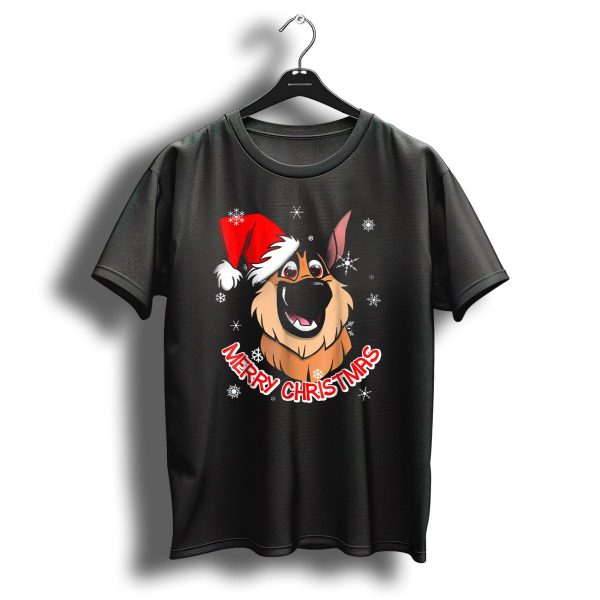 Merry Christmas Gsd Smiling Santa Hat Snowflakes T Shirt 1 t shirt 1