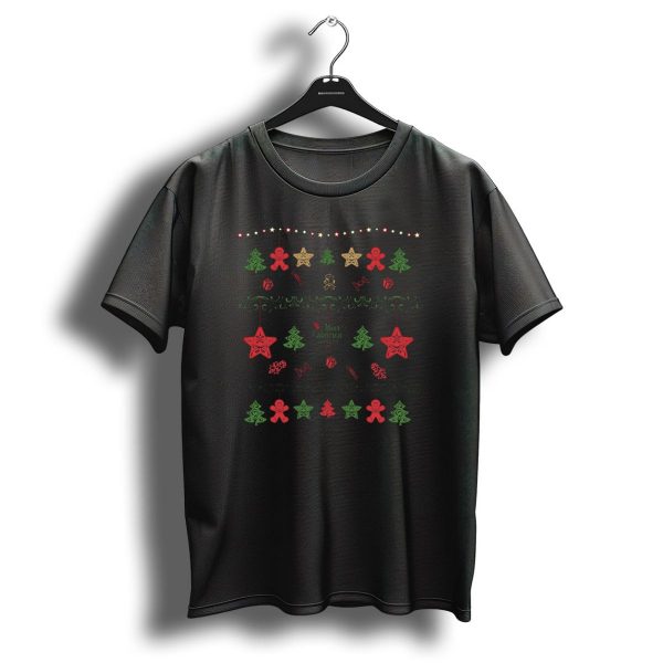 Merry Christmas Happy New Year Gingerbread Stars Ornaments T Shirt 1 t shirt 1