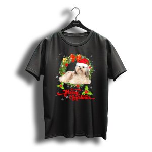 Merry Christmas Havanese Santa Wreath T-Shirt