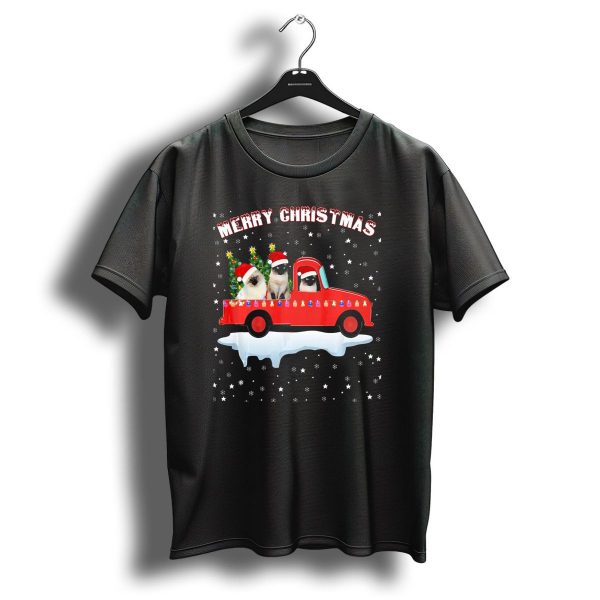 Merry Christmas Himalayan Cats Riding Red Truck With Santa Hats And Christmas Tree T Shirt 1 t shirt 1