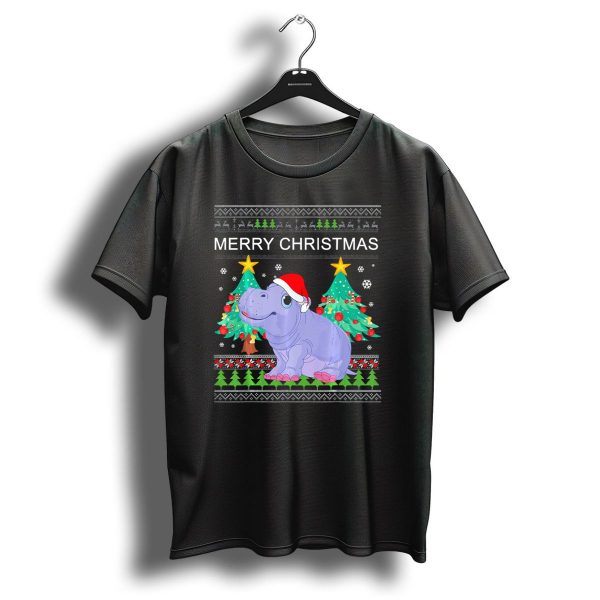 Merry Christmas Hippopotamus Funny Ugly Xmas T Shirt 1 t shirt 1