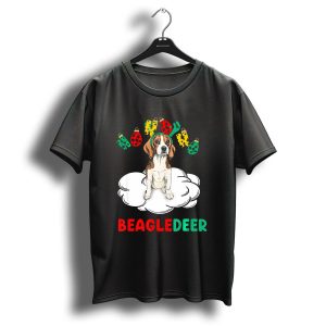 Merry Christmas Ho Ho Ho Beagledeer Festive Beagle On Cloud T Shirt