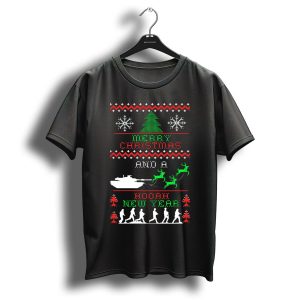 Merry Christmas Hooah New Year Army Tank Reindeer T Shirt
