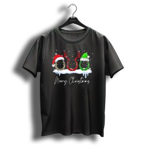 Merry Christmas Horse Hoof Reindeer Santa Hat Hoof T Shirt
