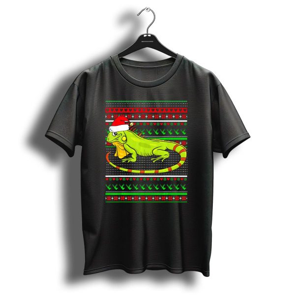 Merry Christmas Iguana Santa Hat Ugly Sweater Reindeer T Shirt 1 t shirt 1