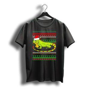 Merry Christmas Iguana Santa Hat Ugly Sweater Reindeer T-Shirt
