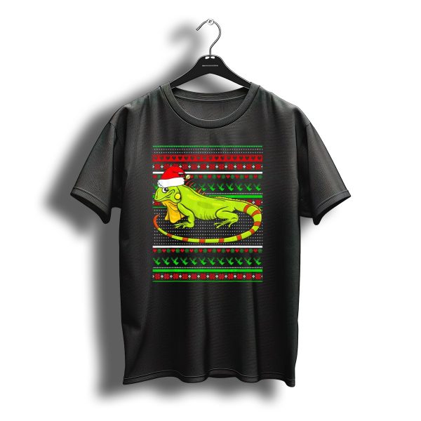 Merry Christmas Iguana Santa Hat Ugly Sweater Reindeer T Shirt t shirt 1