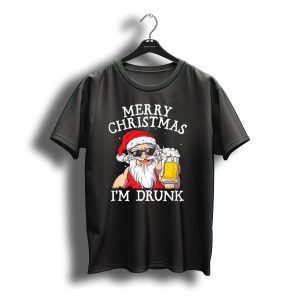 Merry Christmas I'M Drunk Santa Holding Beer Mug T-Shirt