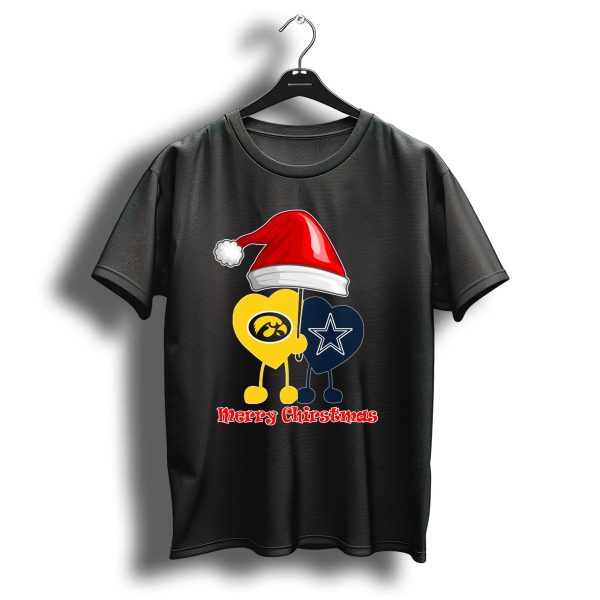 Merry Christmas Iowa Hawkeyes Dallas Cowboys Santa Hat T Shirt 1 t shirt 1