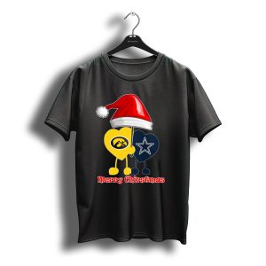 Merry Christmas Iowa Hawkeyes Dallas Cowboys Santa Hat T-Shirt