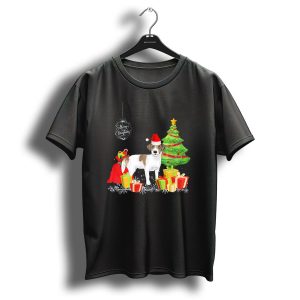 Merry Christmas Jack Russell Santa Hat With Gifts And Tree T Shirt