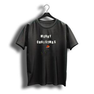 Merry Christmas Jumping Dog Santa Hat Festive Frisbee Fun T-Shirt