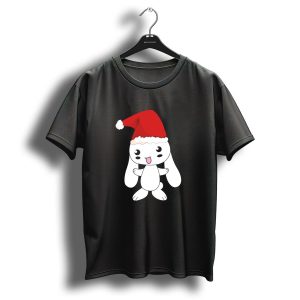 Merry Christmas Kawaii Bunny Rabbit With Santa Hat T Shirt