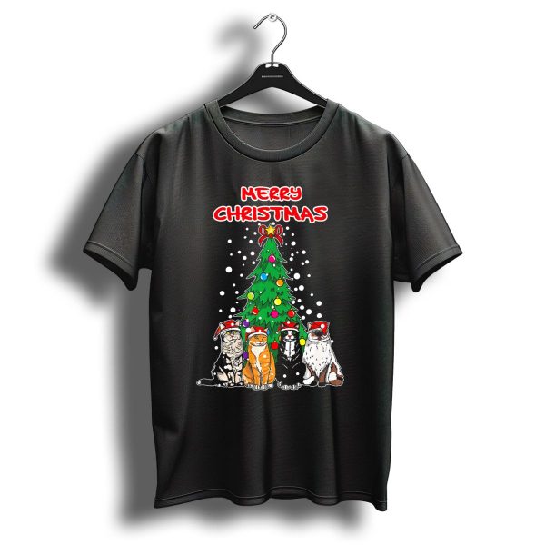 Merry Christmas Kitten Christmas Tree Cats With Santa Hats T Shirt 1 t shirt 1