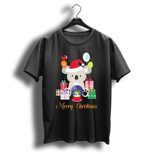 Merry Christmas Koala With Santa Hat And Gifts T Shirt
