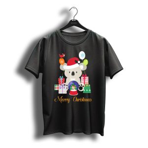Merry Christmas Koala With Santa Hat And Gifts T-Shirt