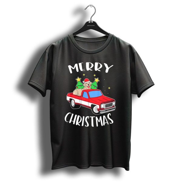 Merry Christmas Labrador Retriever In Santa Hat With Christmas Trees In Red Truck T Shirt 1 t shirt 1