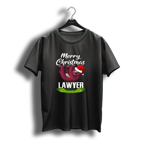 Merry Christmas Lawyer Sloth Wearing Santa Hat T Shirt t shirt 1