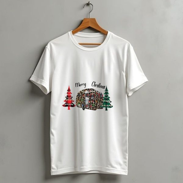 Merry Christmas Leopard Trailer With Festive Trees T Shirt 1 t shirt 1