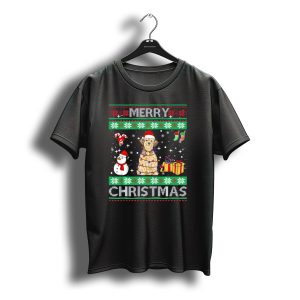 Merry Christmas Lhasa Apso Dog Owner Ugly Christmas Sweater With Santa Hat T-Shirt