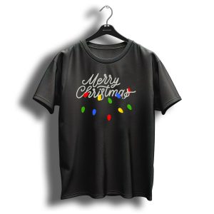 Merry Christmas Lights Colorful Bulbs T Shirt