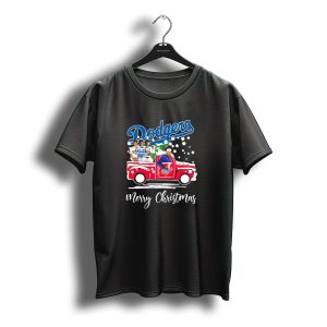 Merry Christmas Los Angeles Dodgers 2025 World Champions Santa Truck Snowflake T-Shirt