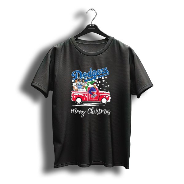 Merry Christmas Los Angeles Dodgers 2025 World Champions Santa Truck Snowflake T Shirt t shirt 1
