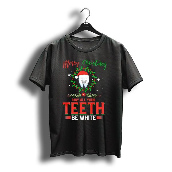 Merry Christmas May All Your Teeth Be White With Santa Tooth Wreath T Shirt t shirt 1