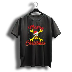 Merry Christmas Mechanic Wrench Hex Nuts Santa Hat T Shirt