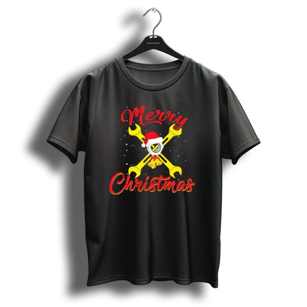 Merry Christmas Mechanic Wrench Hex Nuts Santa Hat T Shirt 1 t shirt 1