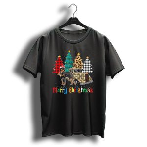 Merry Christmas Miniature Pinscher Leopard Plaid Truck T Shirt