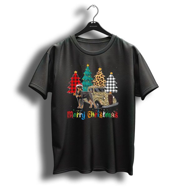 Merry Christmas Miniature Pinscher Leopard Plaid Truck T Shirt 1 t shirt 1