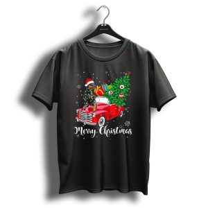 Merry Christmas Miniature Pinscher Santa Hat Red Truck Snowflakes Gifts Tree T Shirt