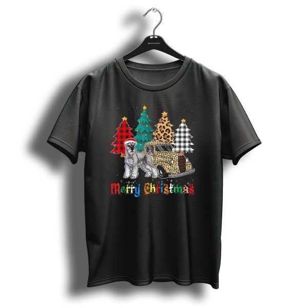 Merry Christmas Miniature Schnauzer Leopard Plaid Truck T Shirt 1 t shirt 1