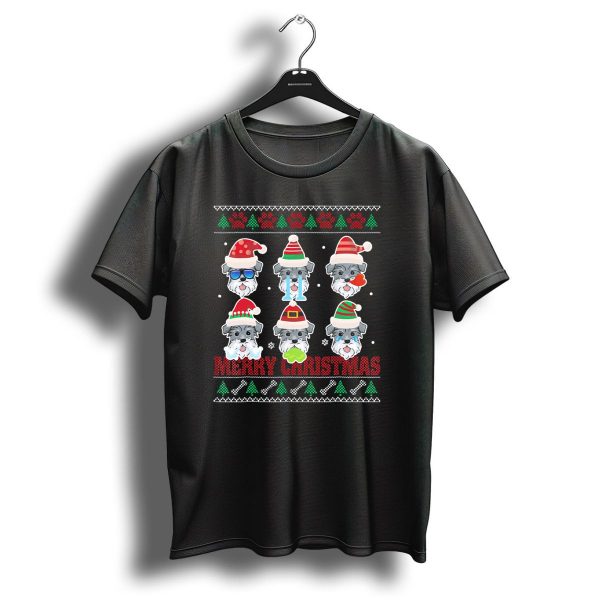 Merry Christmas Miniature Schnauzer Santa Hats Ugly T Shirt 1 t shirt 1