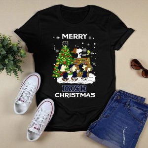 Merry Christmas Notre Dame Fighting Irish Peanuts Christmas Tree T-Shirt