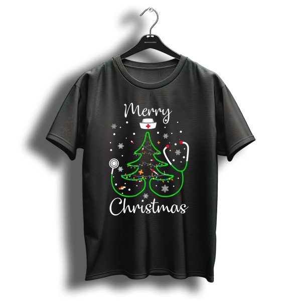 Merry Christmas Nurse Doctor Life Christmas Tree Stethoscope Snowflakes T Shirt 1 t shirt 1