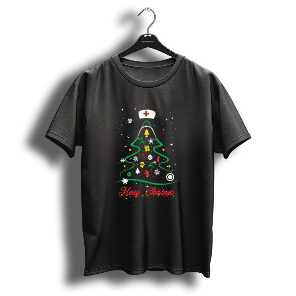 Merry Christmas Nurse Holiday Tree Lights Funny Nursing Holiday T Shirt 1 t shirt 1