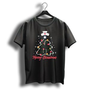 Merry Christmas Nurse Holiday Tree Stethoscope T-Shirt