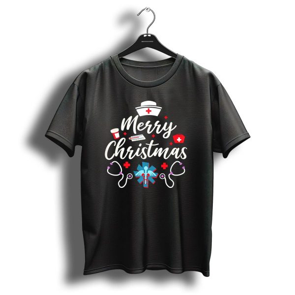 Merry Christmas Nurse Practitioner With Nurse Cap And Stethoscope T Shirt 1 t shirt 1