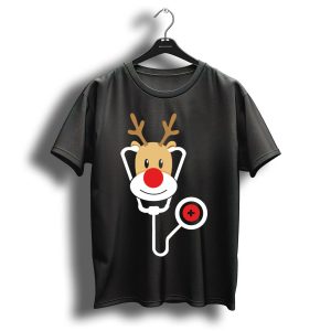 Merry Christmas Nurse Reindeer Stethoscope T-Shirt
