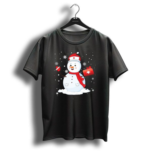 Merry Christmas Nurse Snowman With Medical Kit And Heart T Shirt 1 t shirt 1