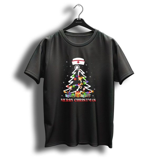 Merry Christmas Nurse Stethoscope Christmas Tree Lights T Shirt 1 t shirt 1