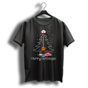Merry Christmas Nurse Tree Stethoscope Hat Red Cross Light T-Shirt