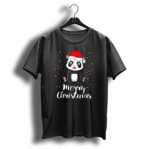 Merry Christmas Panda Bear Santa Hat Family Matching T Shirt