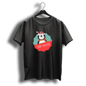 Merry Christmas Penguin In Santa Hat T Shirt