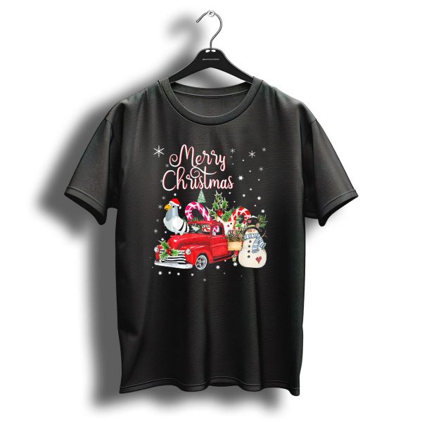 Merry Christmas Pigeon Red Truck Snowman Candy Canes T Shirt 1 t shirt 1