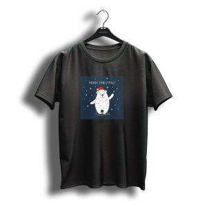 Merry Christmas Polar Bear With Santa Hat And Lights T-Shirt