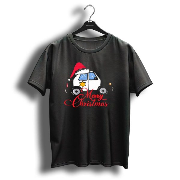 Merry Christmas Police Car Cruiser Santa Hat T Shirt 1 t shirt 1