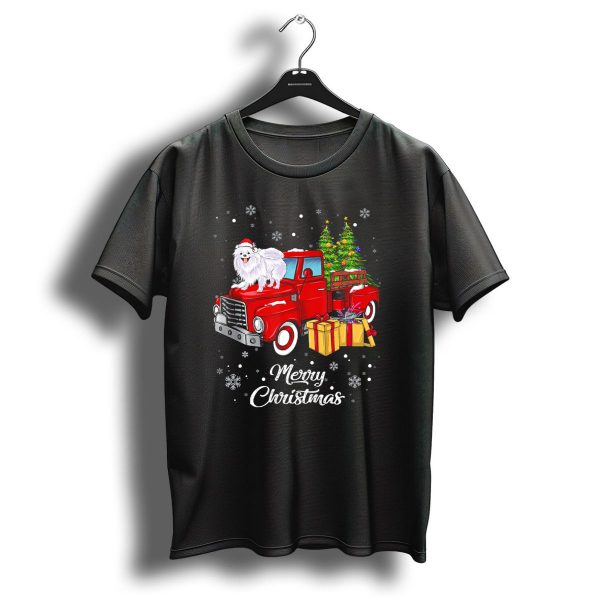 Merry Christmas Pomeranian On Red Truck With Tree And Gifts T Shirt 1 t shirt 1